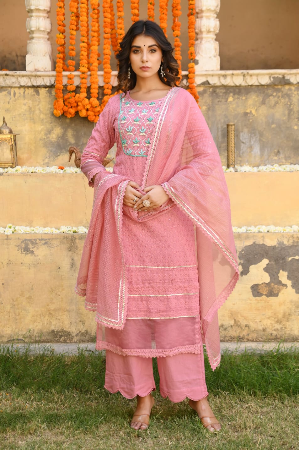 Onion Pink Handwork Romance Suit