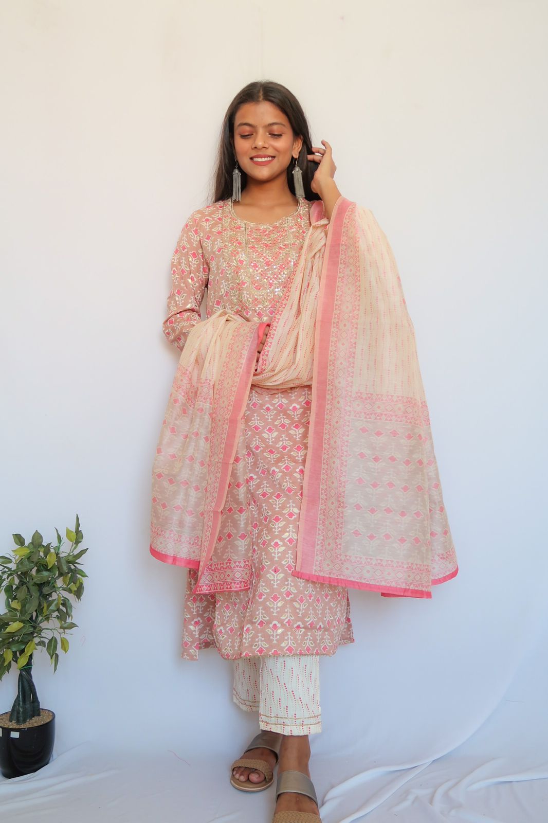 Softy Soft Pink Latte Sequin Suit Set