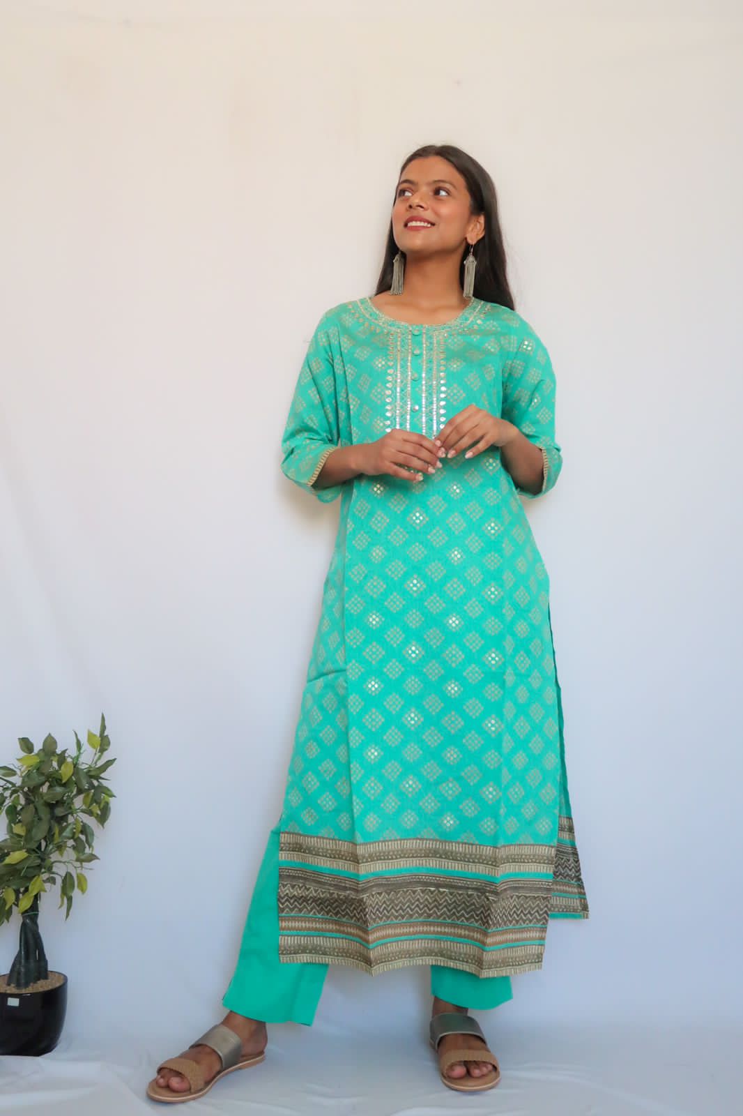 Tark Turquoise Handwork Suit Set