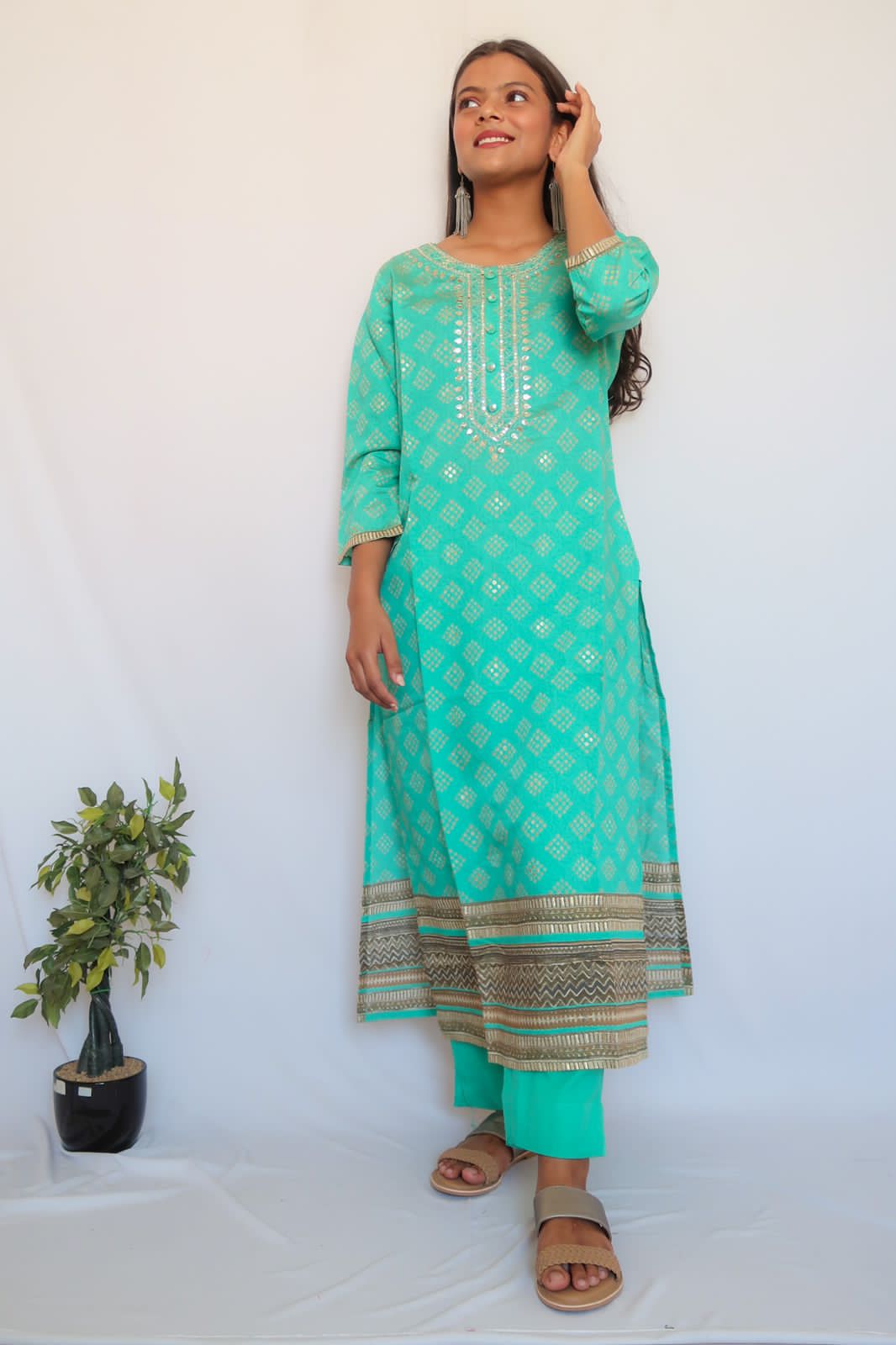 Tark Turquoise Handwork Suit Set