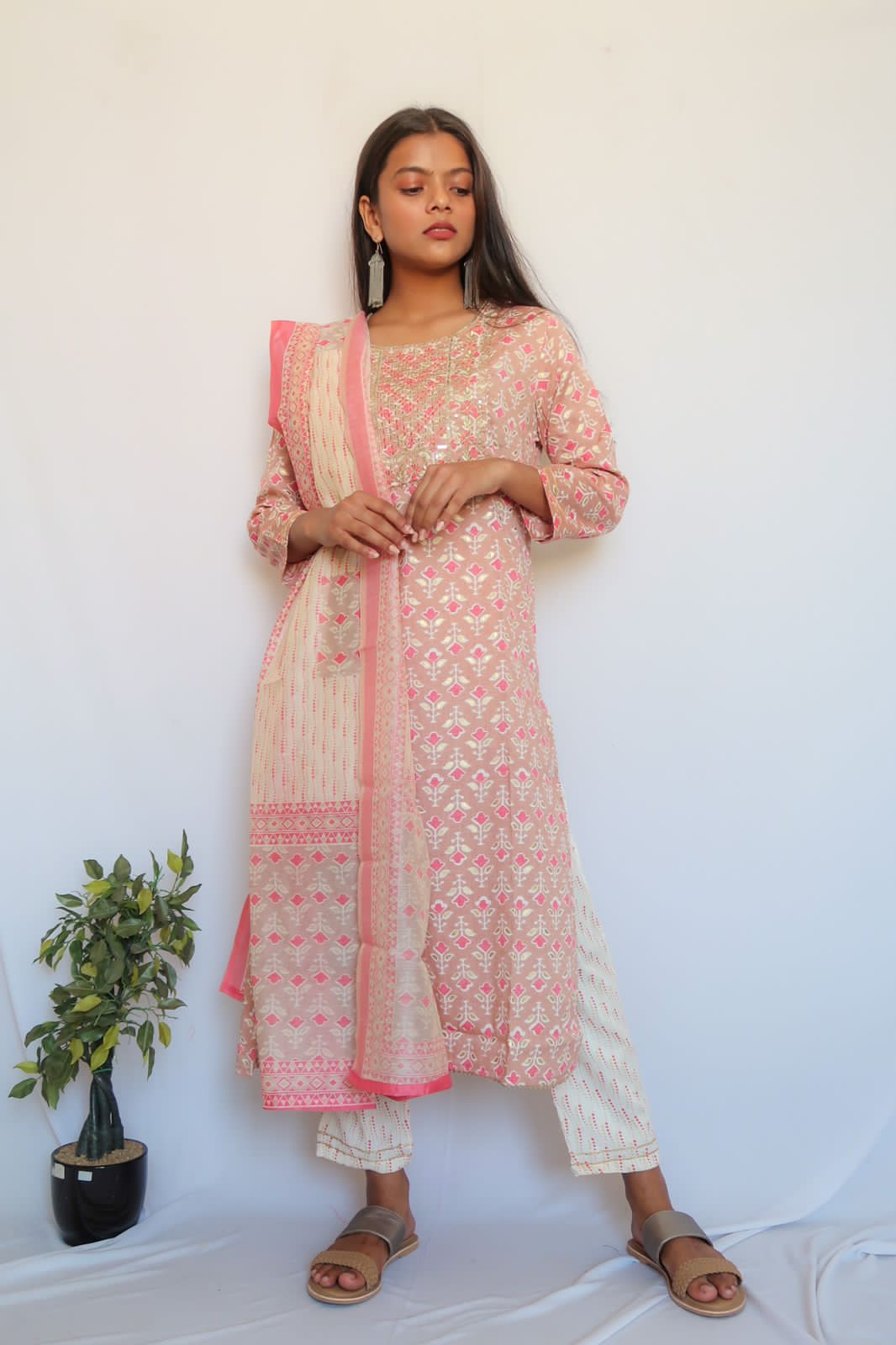 Softy Soft Pink Latte Sequin Suit Set