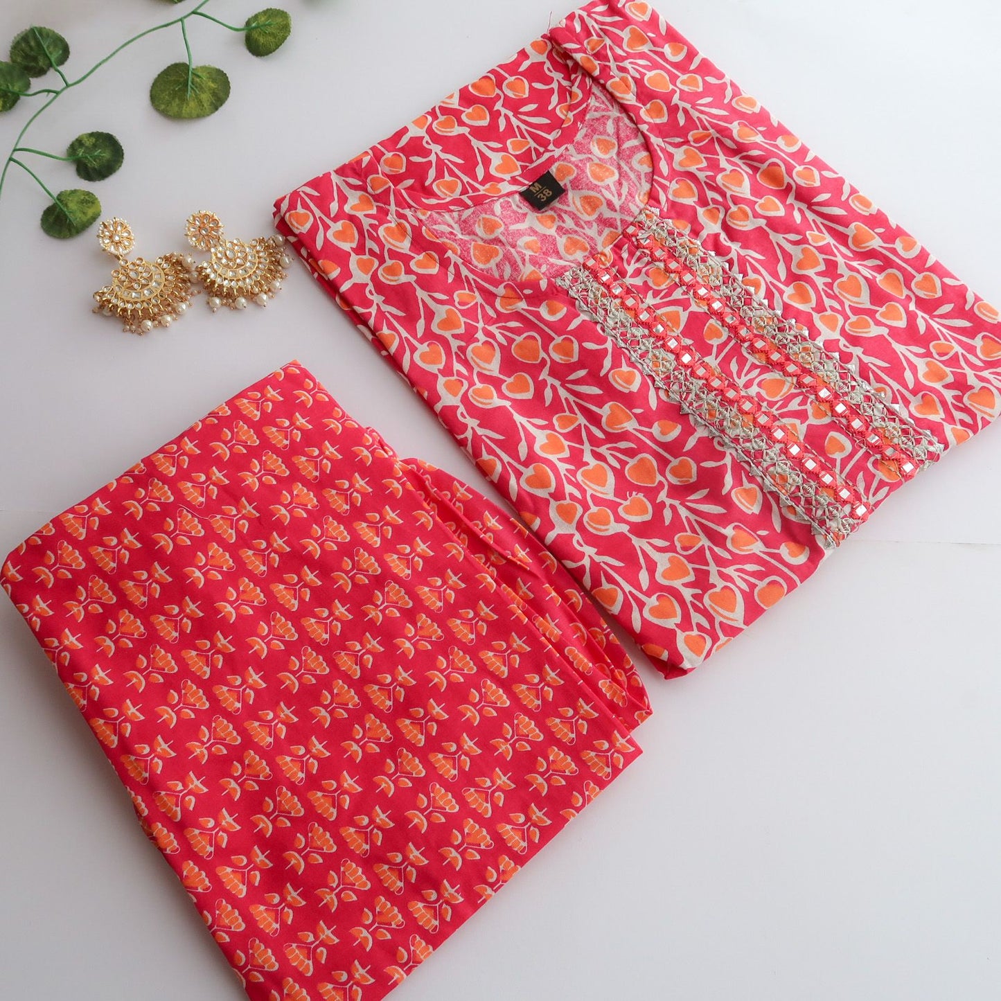 Rani orange hearts Slim Fit Suit Set