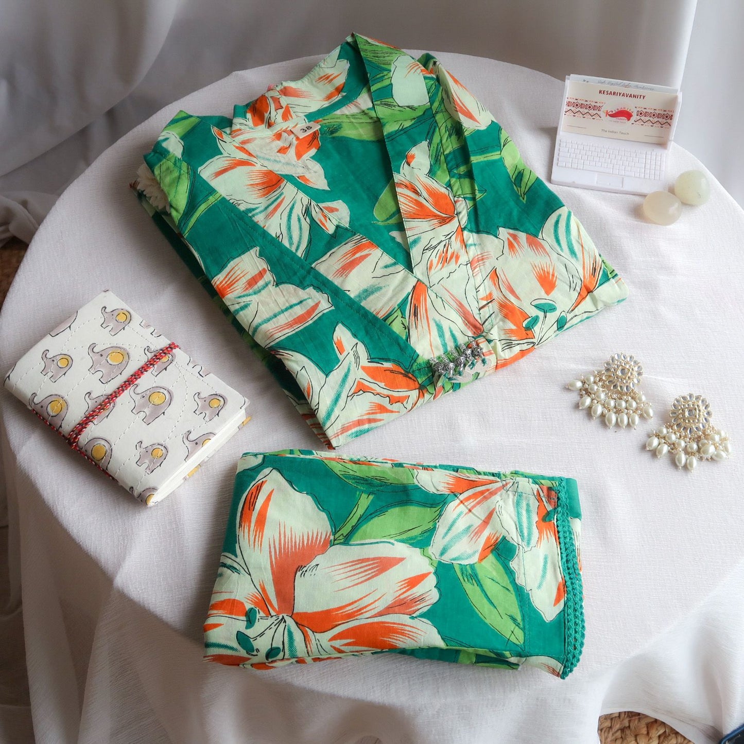 Blooming Greens Cotton Suit Set - EOFY SALE