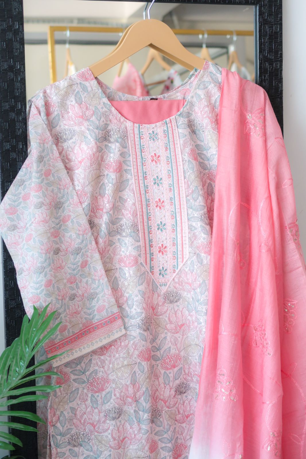Serene Splendor: Sequin Embroidered Suit Set - Launch 16