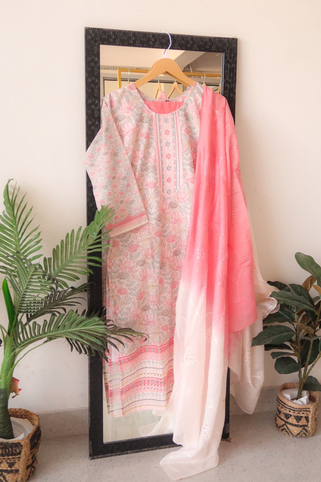 Serene Splendor: Sequin Embroidered Suit Set - Launch 16