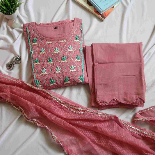 Onion Pink Handwork Romance Suit