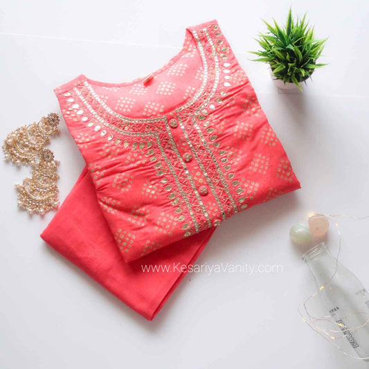 Carnation Pink Handwork Suit Set