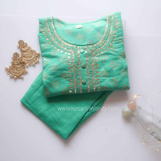 Tark Turquoise Handwork Suit Set