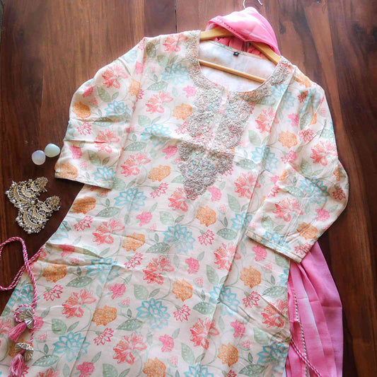 Floral Zariwork Suit Set