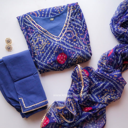 BLUE BANDHEJ SALWAR SUIT