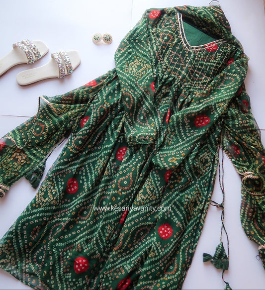 GREEN BANDHEJ PRINT SALWAR SUIT