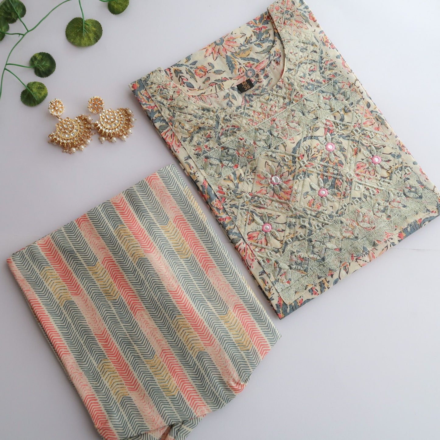Ice Cream Zari Floral Slim Fit Suit Set