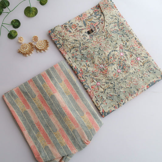 Ice Cream Zari Floral Slim Fit Suit Set