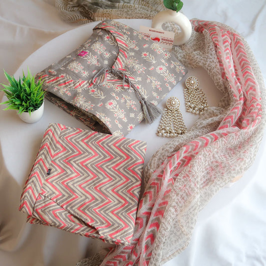 Ruhani Grey Delight Suit Set -Doriya