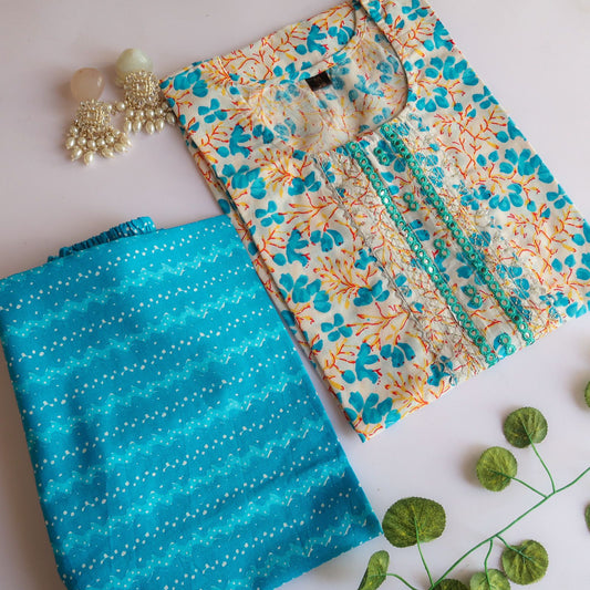 Buterfly Blue flowers Slim Fit Suit Set