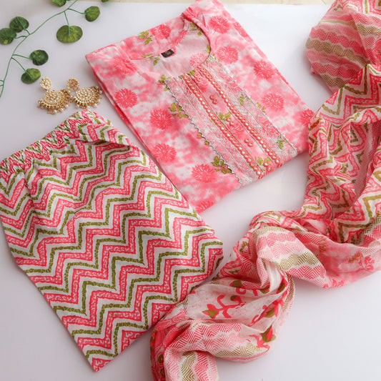 Pinky Pink White Floral Slim Fit Suit
