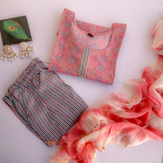 Pink Bandhej Suit Set