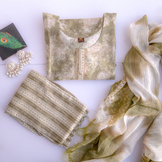 Olive White Suit Set