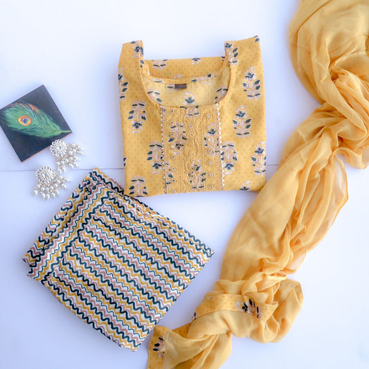 Cream Yellow Suit Set