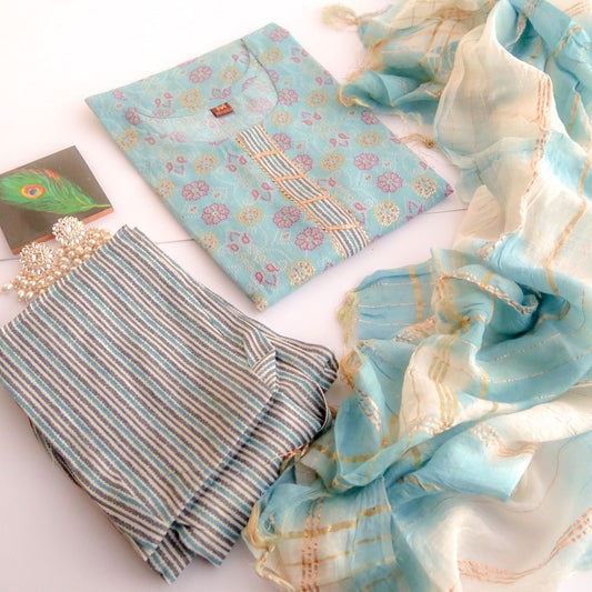 Sky Bandhej Suit Set