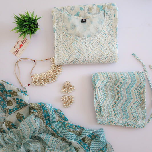 Drama Sky Sequin Suit Set