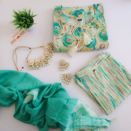 FancyTurquoise Malai Grey Suit