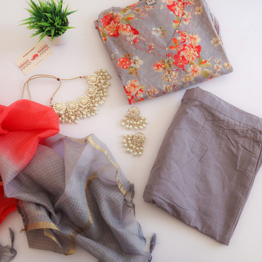 Grace handwork Floral Suit Set